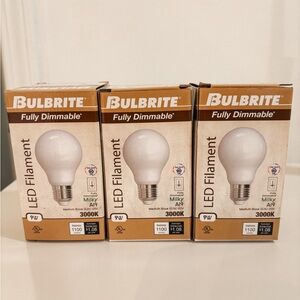 Bulbrite A19 (E26) Milky LED Bulb 9W Dimmable (Set of 3)